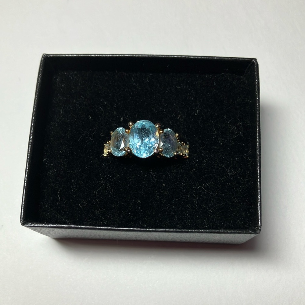 Technibond Original Multi Stone Genuine Gem Blue Topaz Ring